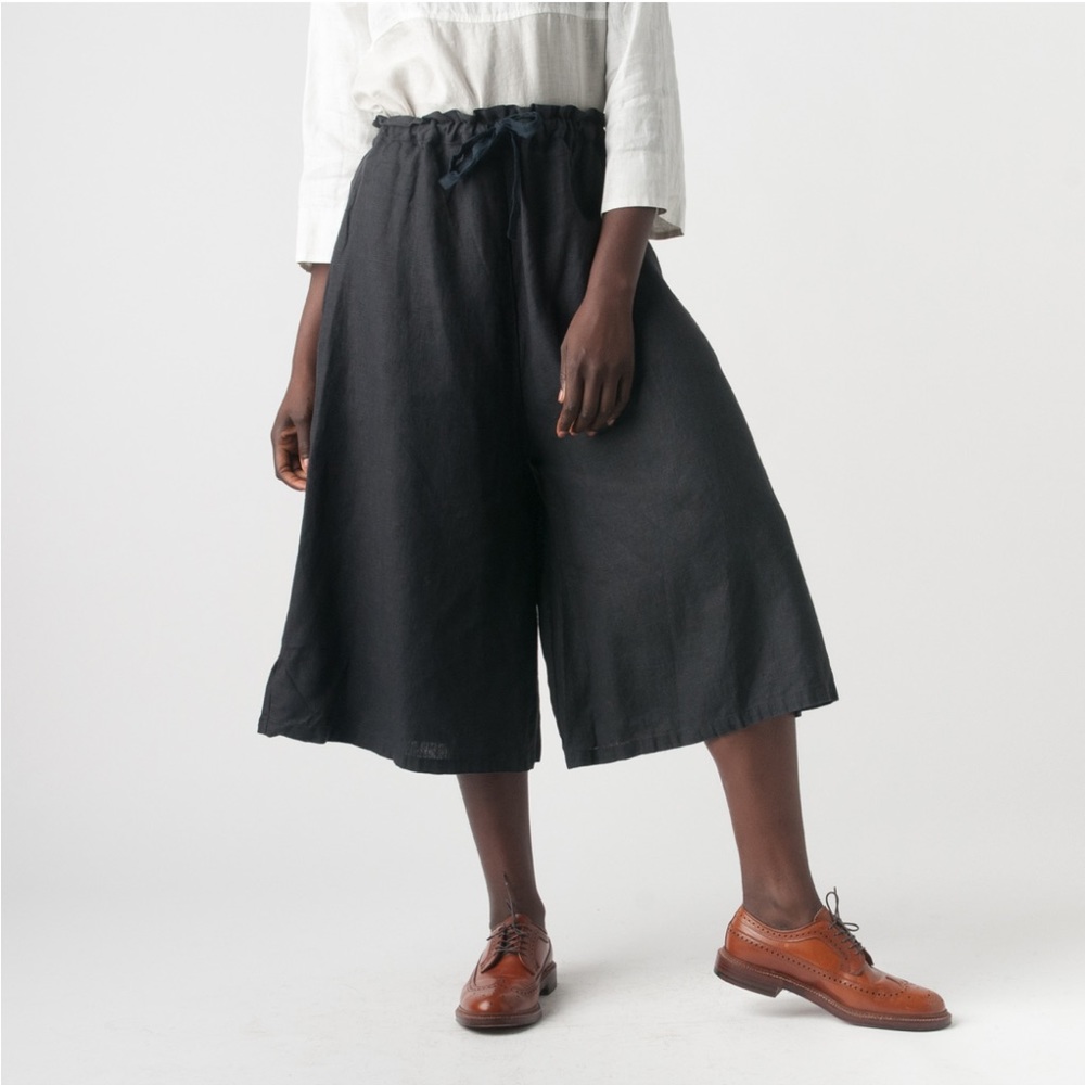 Black Wide Leg Cropped Pants - Unbranded